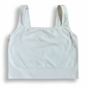 All In Motion Women's Square Ribbed Neck Seamless Cropped White Tank Top NWT